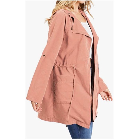 Love Tree Lightweight Trench Coat Blush Size Large - Picture 2 of 9